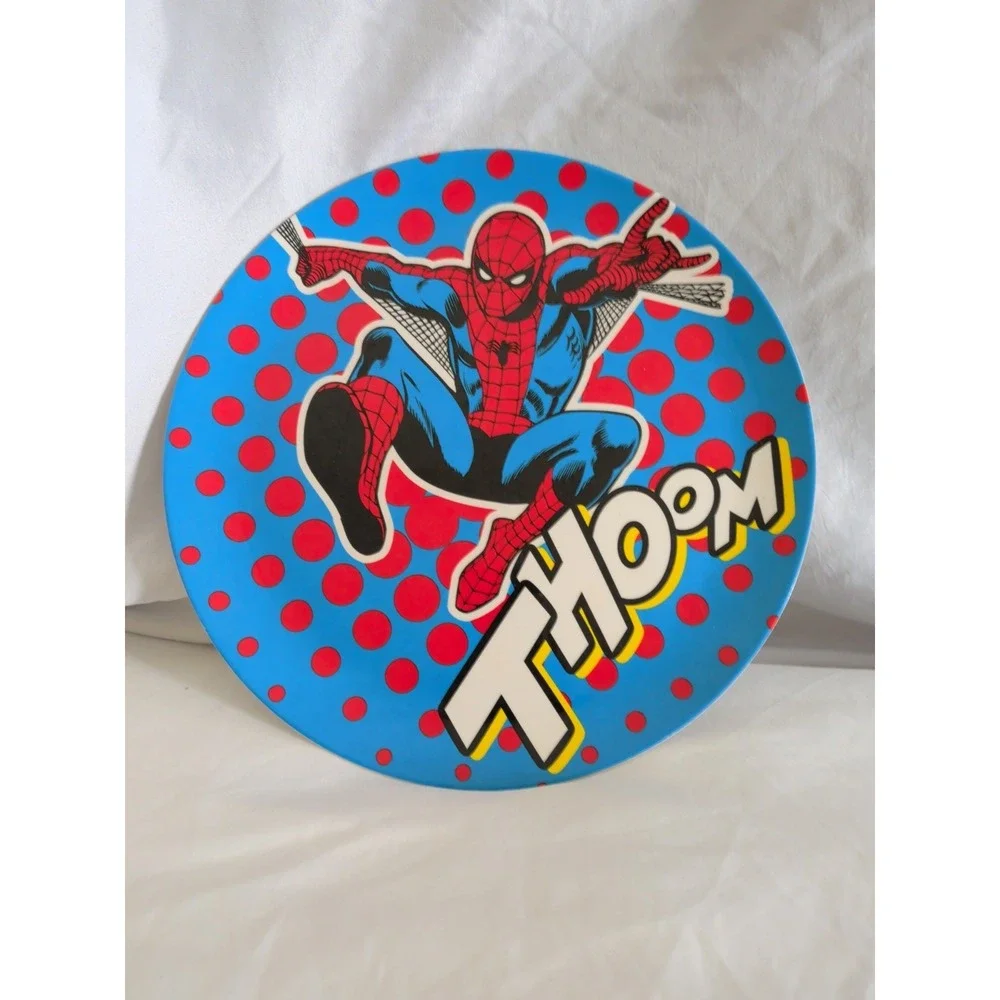 Lot of 3 Superhero plastic plates: Spider Man Captain America Hulk